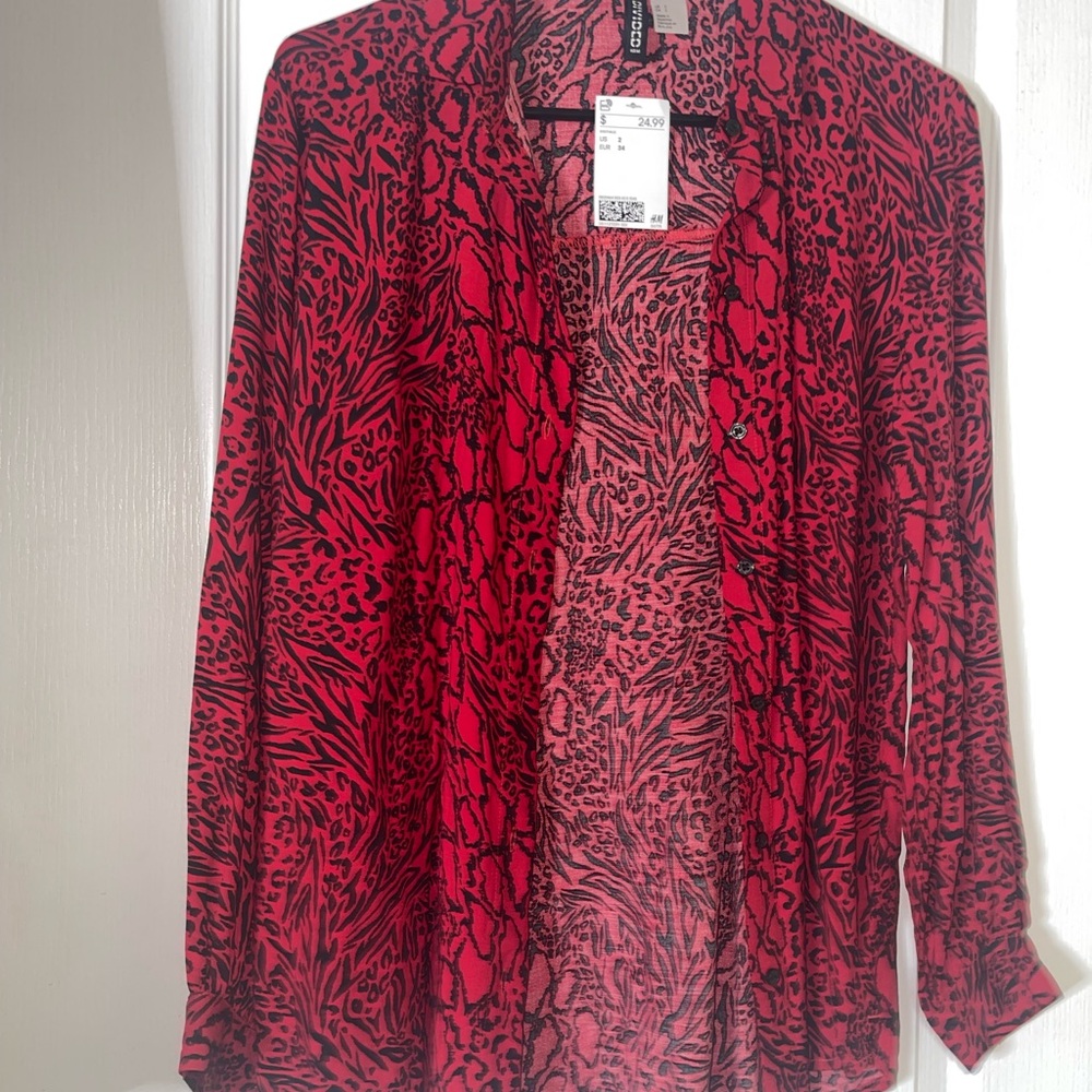 Red Animal Print blouse